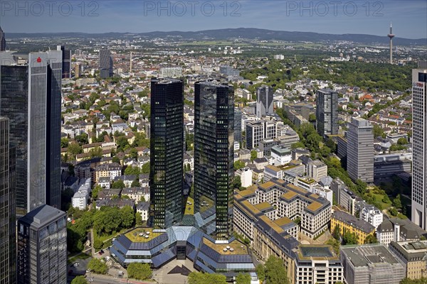 Deutsche Bank's twin towers seen from the MainTower