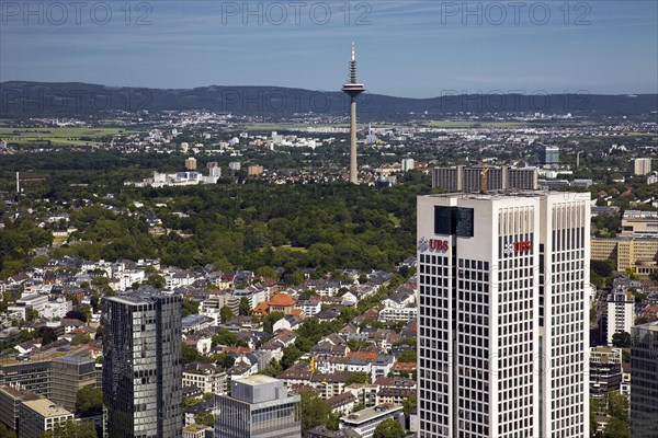 City view with television tower and opera tower seen from the Maintower