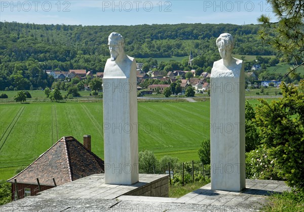 Marble herms showing Max Klinger and his woman Gertrud