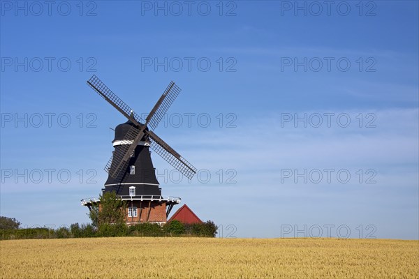 Traditional windmill in field at Krageholm