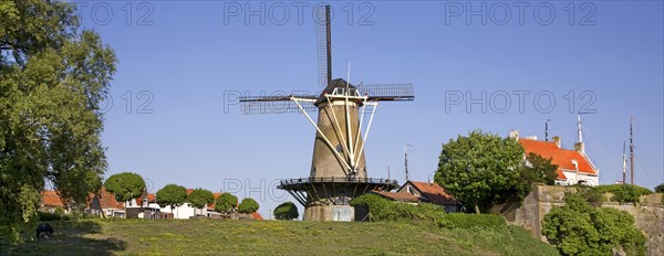 18th century Dutch stone windmill Den Haas in the city Zierikzee