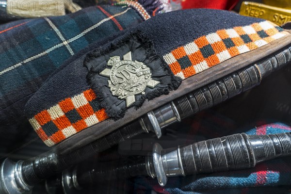 Bagpipe and Canadian WWII Glengarry Fencibles Cap Badge