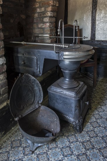 Vintage coal scuttle and antique Belgian