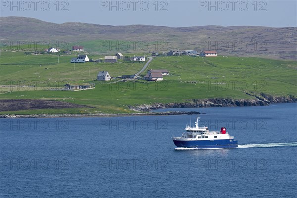 Whalsay ferry boat Linga sailing in Laxo Voe