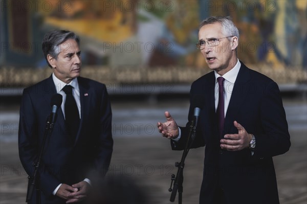 (R-L) Jens Stoltenberg, Secretary General of NATO, and Antony Blinken, Secretary of State of the United States of America, photographed at the NATO Foreign Ministers Meeting in Oslo, 01.06.2023., Oslo, Norway, Europe