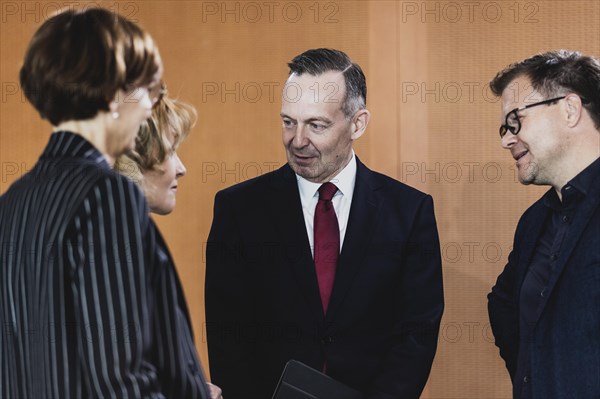 (L-R) Bettina Stark-Watzinger (FDP), Federal Minister of Education and Research, Steffi Lemke (Bündnis 90 Die Grünen), Federal Minister of the Environment, Nature Conservation, Nuclear Safety and Consumer Protection, Volker Wissing (FDP), Federal Minister of Transport and Digital Affairs, and Carsten Schneider (SPD), Minister of State for Eastern Germany and Equivalent Living Conditions, taken in front of the weekly meeting of the Cabinet in Berlin, 07.06.2023., Berlin, Germany, Europe