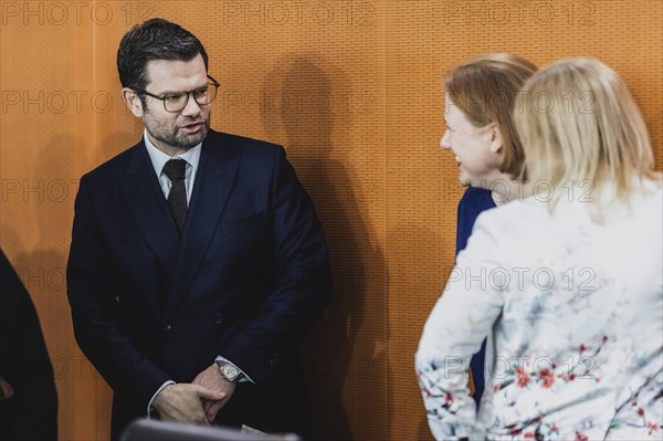 (L-R) Marco Buschmann (FDP), Federal Minister of Justice, Lisa Paus (Bündnis 90 Die Grünen), Federal Minister for Family Affairs, Senior Citizens, Women and Youth, and Nancy Faeser (SPD), Federal Minister of the Interior and Home Affairs, photographed in front of the weekly meeting of the Cabinet in Berlin, 07.06.2023., Berlin, Germany, Europe