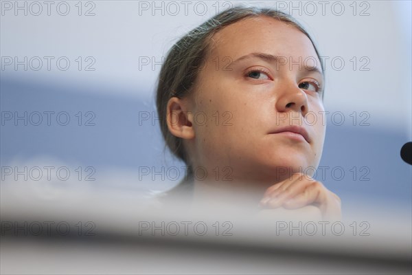 Greta Thunberg at a press conference at the COP in Bonn