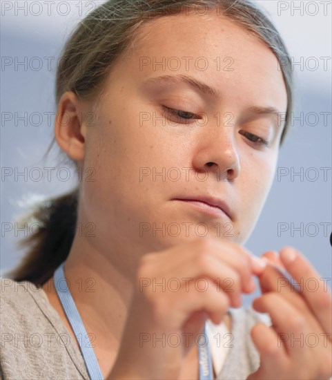 Greta Thunberg at a press conference at the COP in Bonn