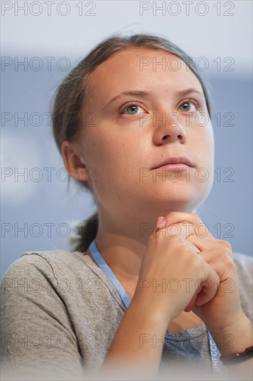 Greta Thunberg at a press conference at the COP in Bonn