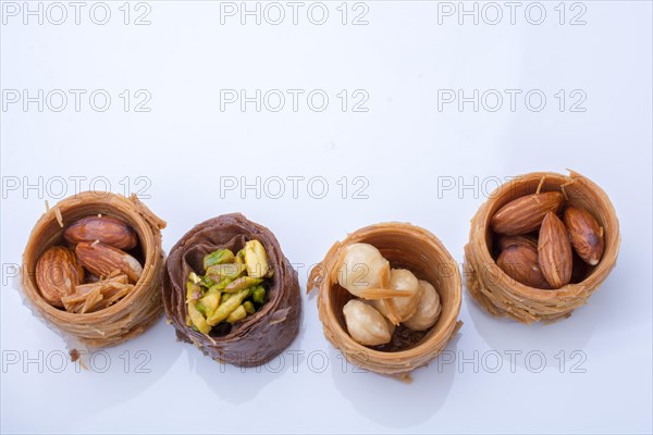 Nut stuffed dessert of mini size cuisine on a plate