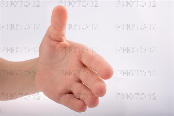 Hand shaking on a white background