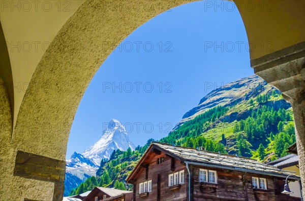 Snow-capped Mountain Matterhorn in Zermatt in Valais