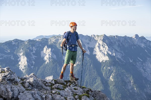 Mountaineer on a ridge path