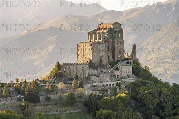 The Abbey Sacra di San Michele on the spur of Monte Pirchiriano