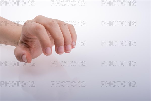 Hand holding on a white background