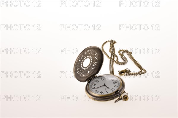 Isolated retro styled pocket watch on white background