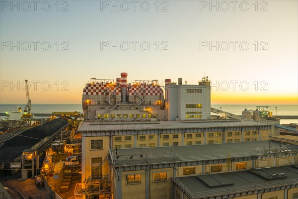Thermal Power Plant in Dusk in Genoa