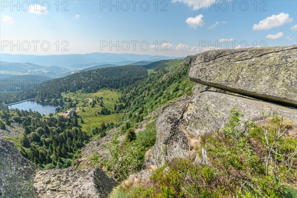 Granite rocks in the High Vosges in spring. Forlet