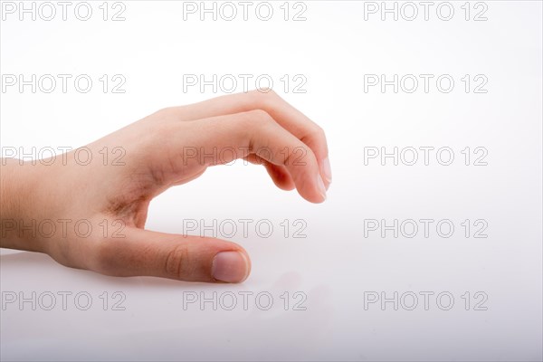 Hand holding on a white background