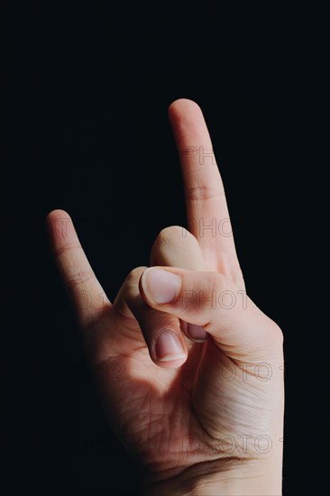 Rock sign Gesture hands with index and little finger up in form of horns