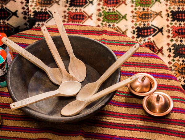 Dozens of soup spoon or tablespoon made of wood