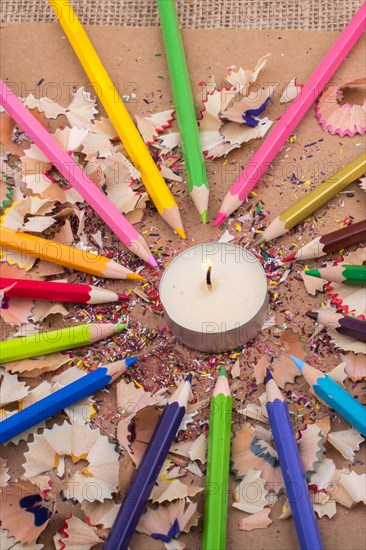 Colorful candle stick of three