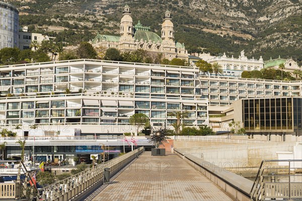 Yacht Club and Casino with Mountain in Cote d'azur