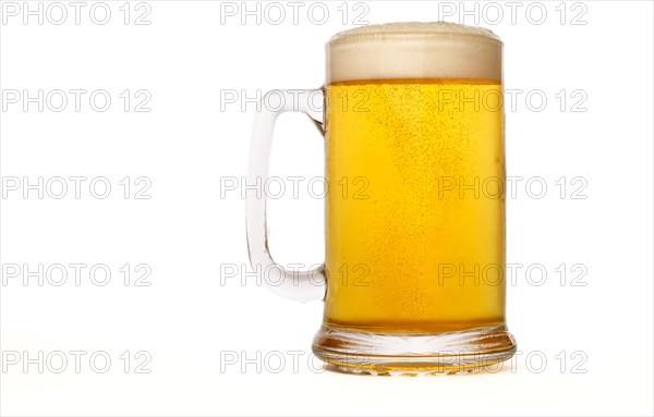 Fresh beer mug isolated on white background