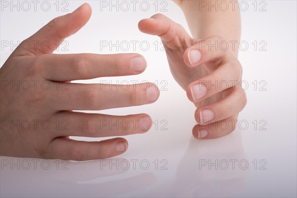 Hand holding on a white background