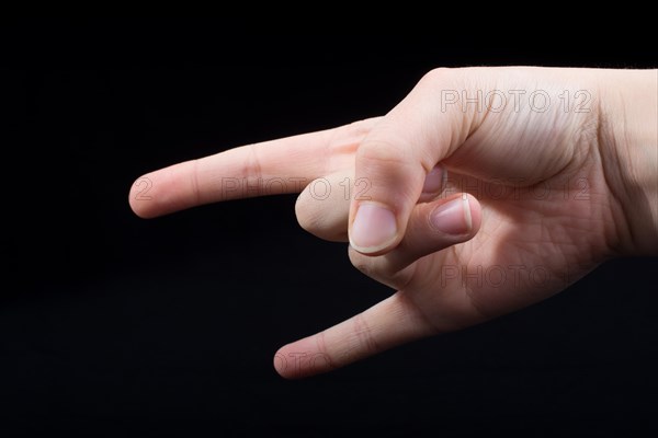 Rock sign Gesture hands with index and little finger up in form of horns