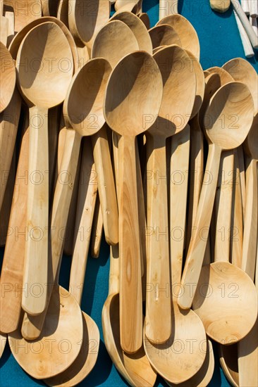 Dozens of soup spoon or tablespoon made of wood