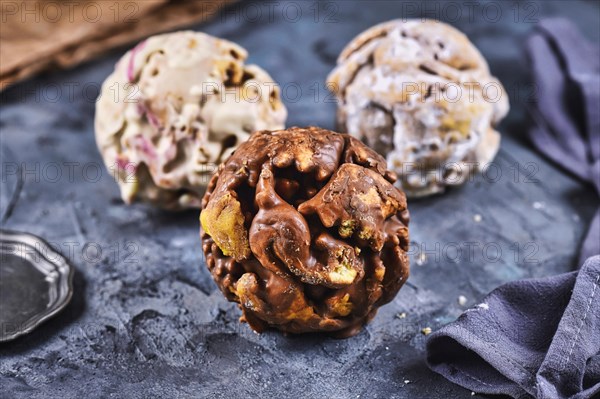 Different flavors of ball shaped traditional German sweet food called 'Schneeballen'