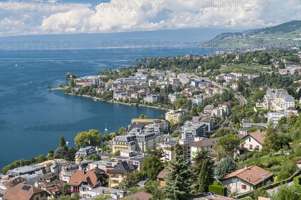 View of Montreux and Lake Geneva