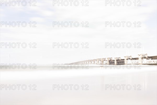 High-key image of the Oosterscheldes Barrage