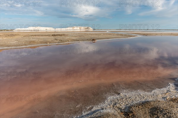 Salt farm in the village of Salin de Giraud near the mouth of the Grand Rhone. Regional nature park Park