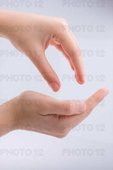 Hand holding on a white background