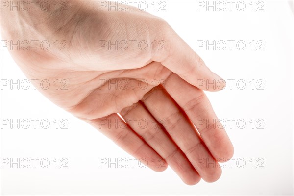 Hand holding on a white background