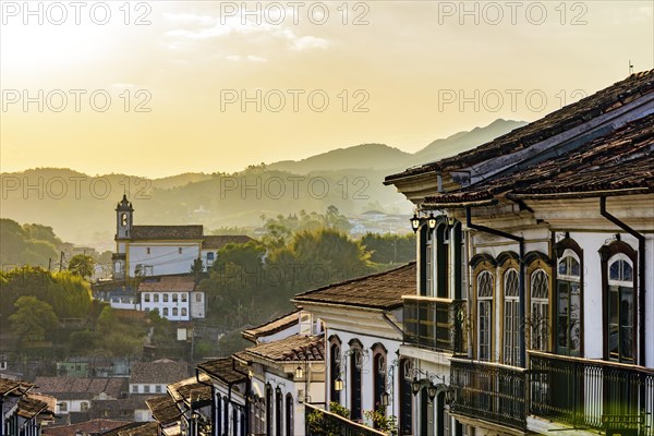 Famous historical city of Ouro Preto in Minas Gerais with its old buildings in baroque