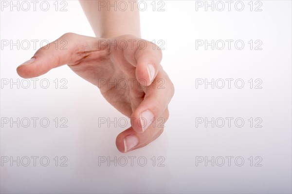 Hand holding on a white background