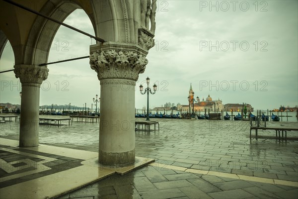 San Marco Square and San Giorgio Maggiore Island in Dusk in Venice