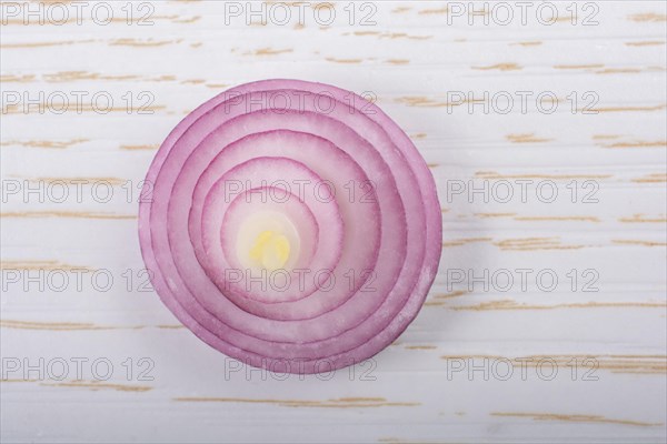 Sliced onion rings and onion slices on the background