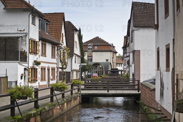 Old town of Annweiler with the small river Queich