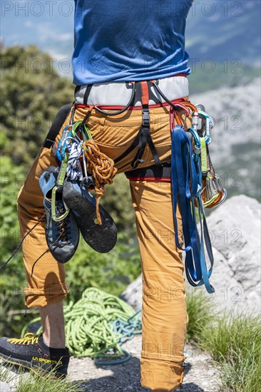 Climber with climbing pants