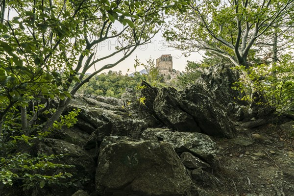 Hiking trail to the Abbey Sacra di San Michele on the spur of Monte Pirchiriano