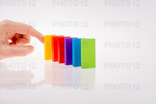 Multi color domino on white background