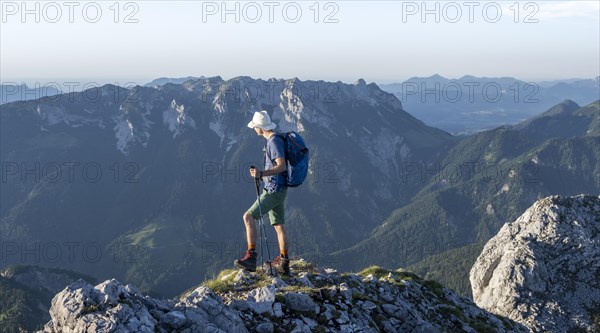 Mountaineer on a ridge path