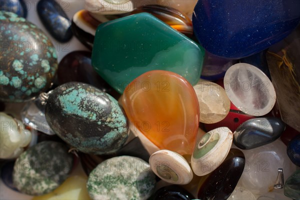 Set of natural mineral gemstones of a certain type