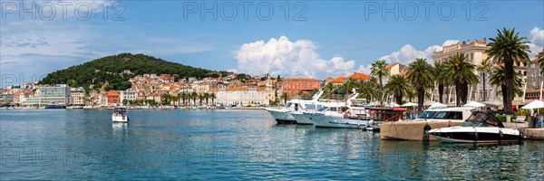 Promenade at the Old Town on the Mediterranean Sea Vacation Panorama in Split