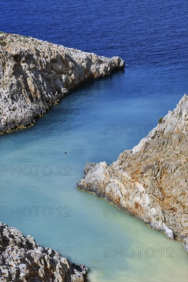 Sharp z-shaped cove in cliffs of Cretan sea shores